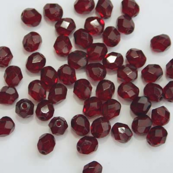 Glasschliffperle granatrot 6mm 50 Stück
