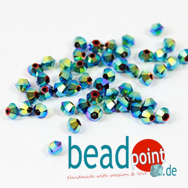 Beadpoint Swarovski Jet AB 2X 3mm 50 Stück Swarovski 5301 / 5328